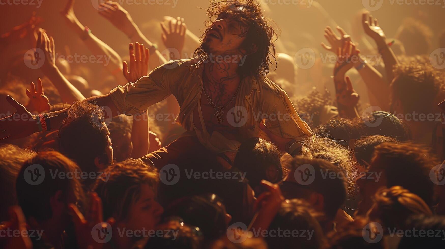 AI Generated Music festival crowd surfer photo