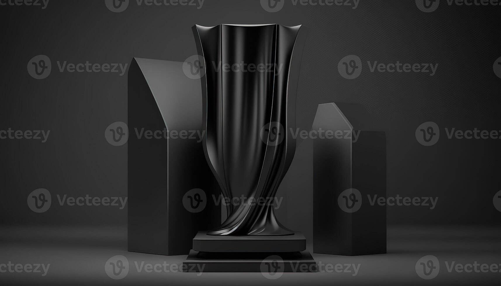 AI Generated Futuristic portal. Science fiction podium, pedestal, platform. Modern empty cyberpunk space. Technological background. Sky-fi digital hi-tech elements for presentation product. AI photo