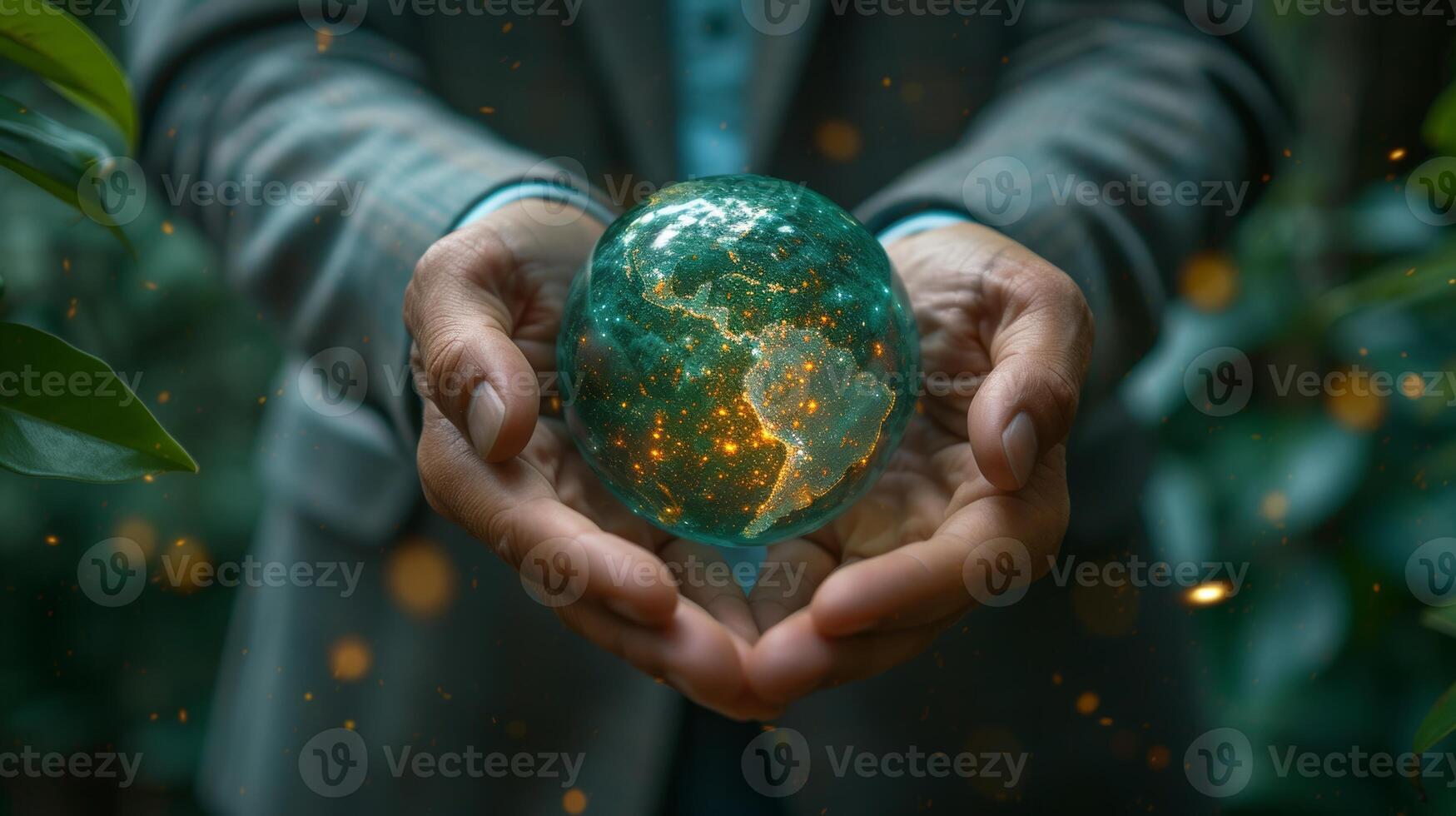 AI Generated An LCA-life cycle assessment concept with a businessman holding a green ball with an LCA icon. An environmental impact assessment related to product value chains. Business value chains photo