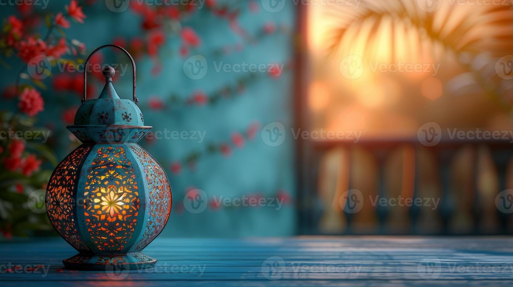 AI Generated During Ramadan and Eid al Fitr in 2024, this background will feature the traditional Turkish lantern Light Lamp and Tasbeeh, a blue colour Iftar theme image, and a 3D background featuring photo