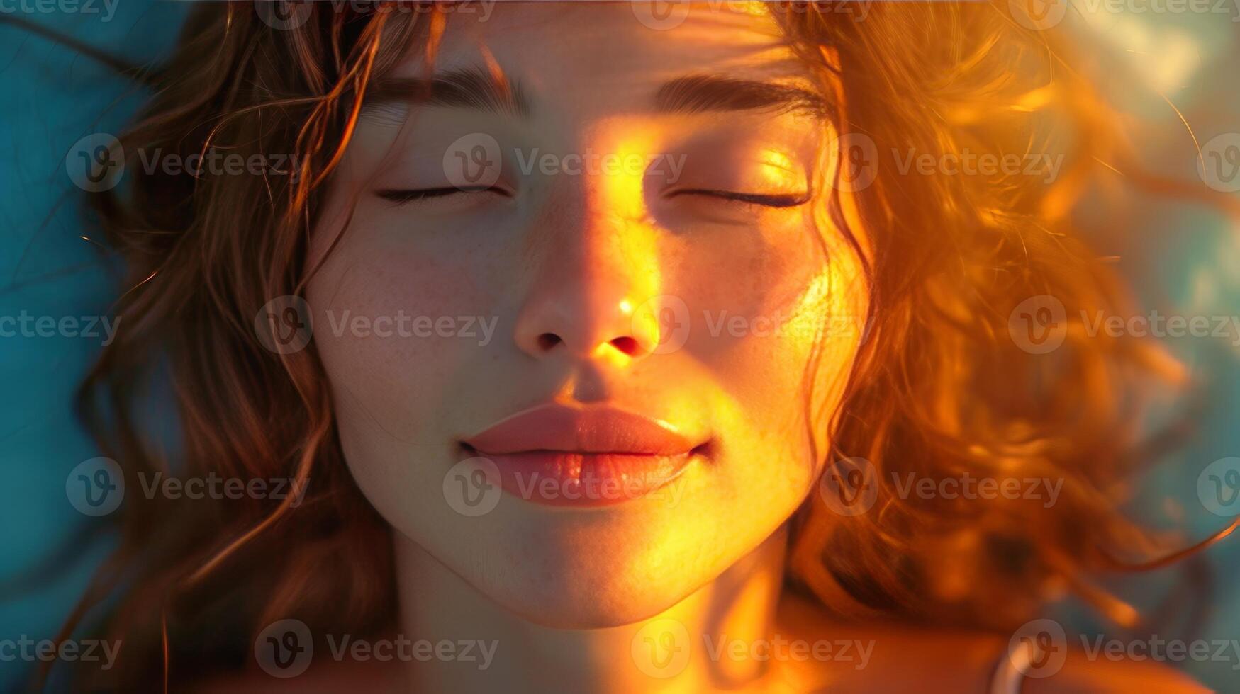 AI generated Sensual tunned beautiful woman on sun. photo
