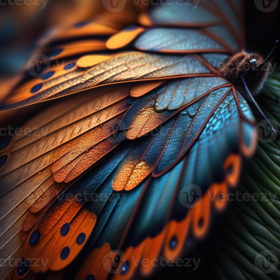 AI Generated Insect close-up, macro photography a butterfly wings. Great depth of field and lots of insect details on an isolated background. photo