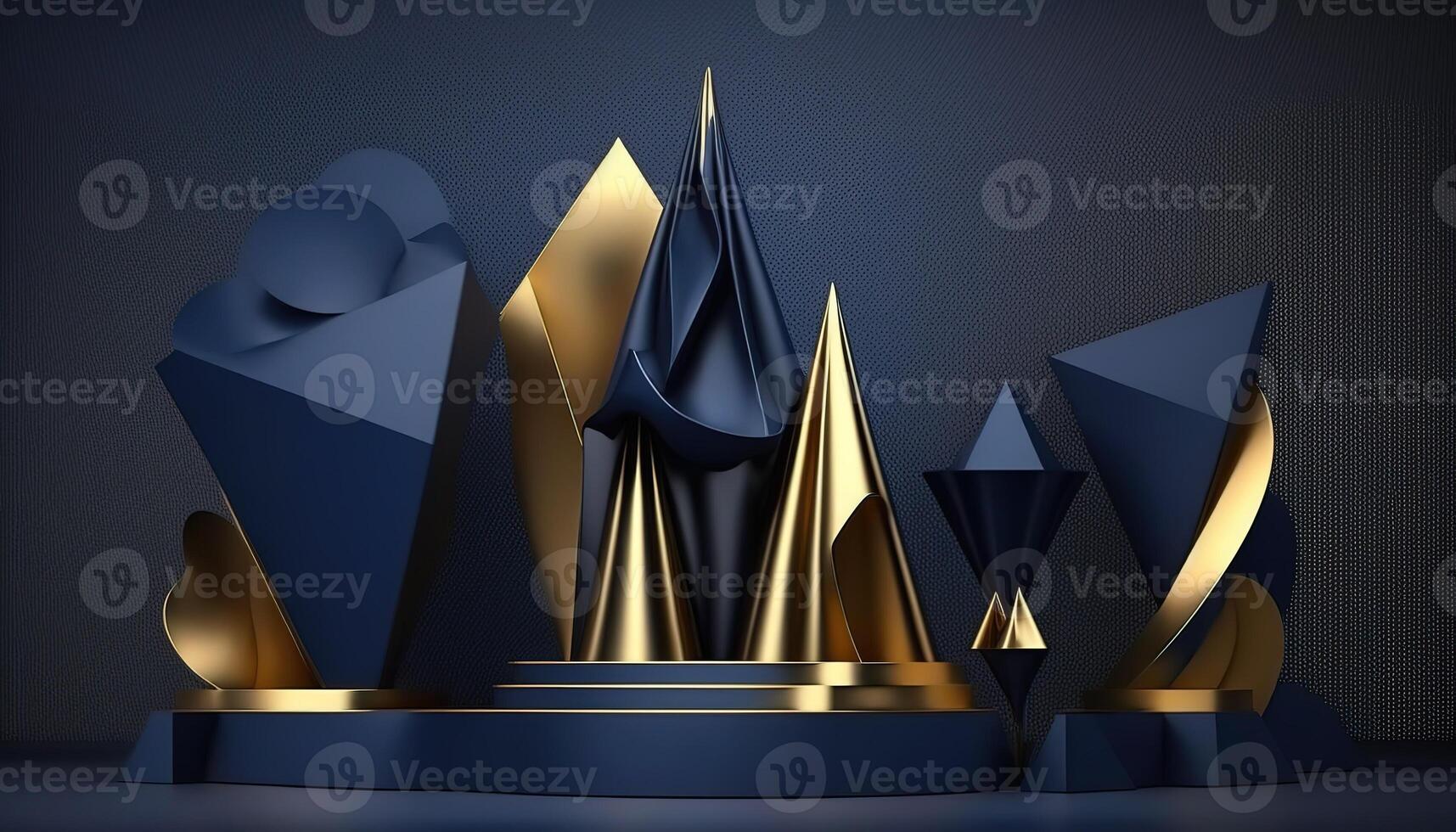AI Generated Futuristic portal. Science fiction podium, pedestal, platform. Modern empty cyberpunk space. Technological background. Sky-fi digital hi-tech elements for presentation product. AI photo