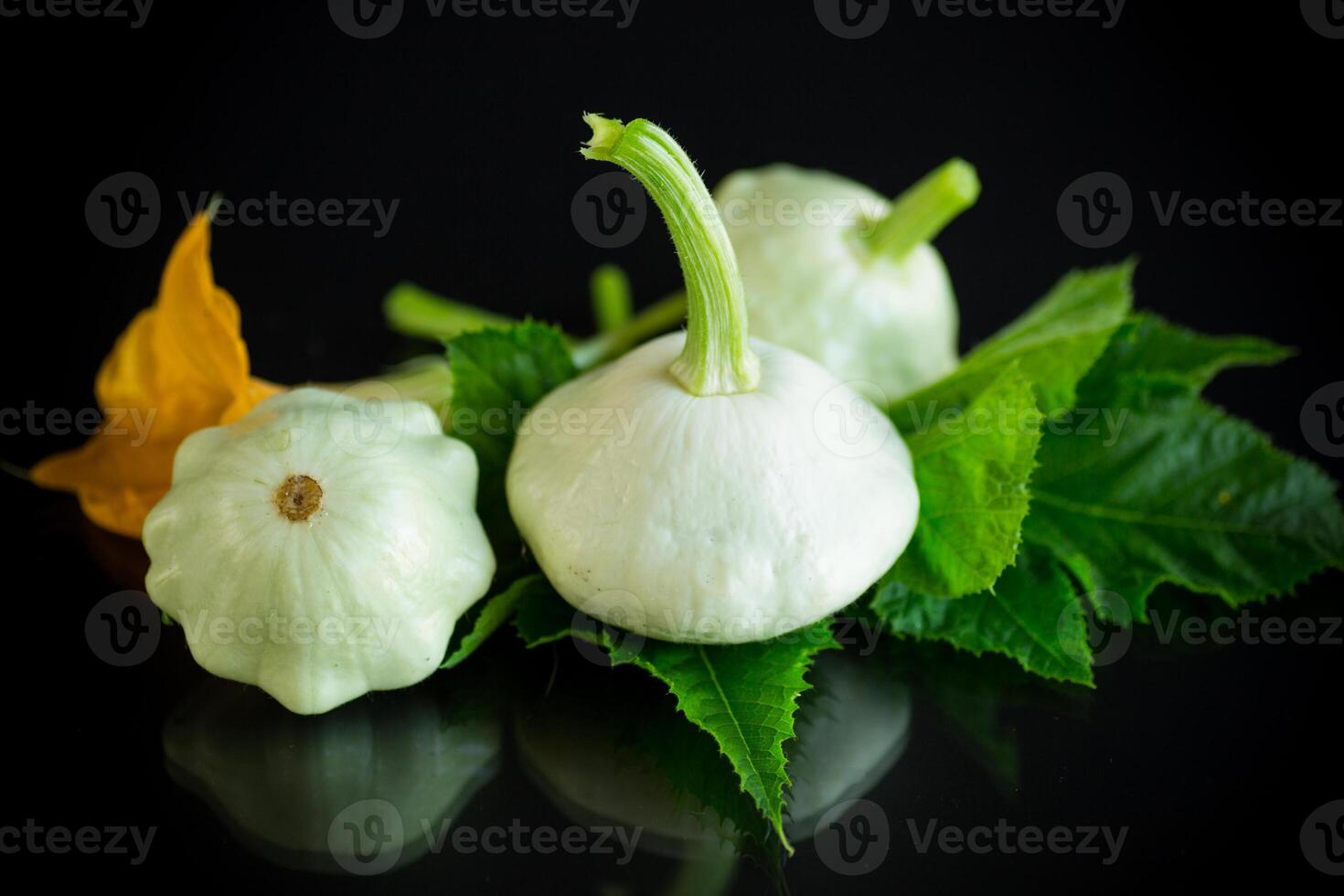 fresh organic squash isolated on black background photo