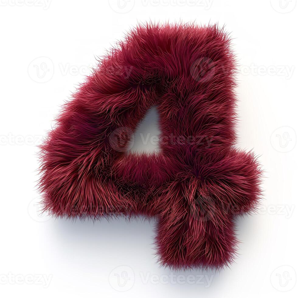 AI generated A unique image showcasing a plush, furry red letter A. It stands out vividly against a pristine white backdrop. photo