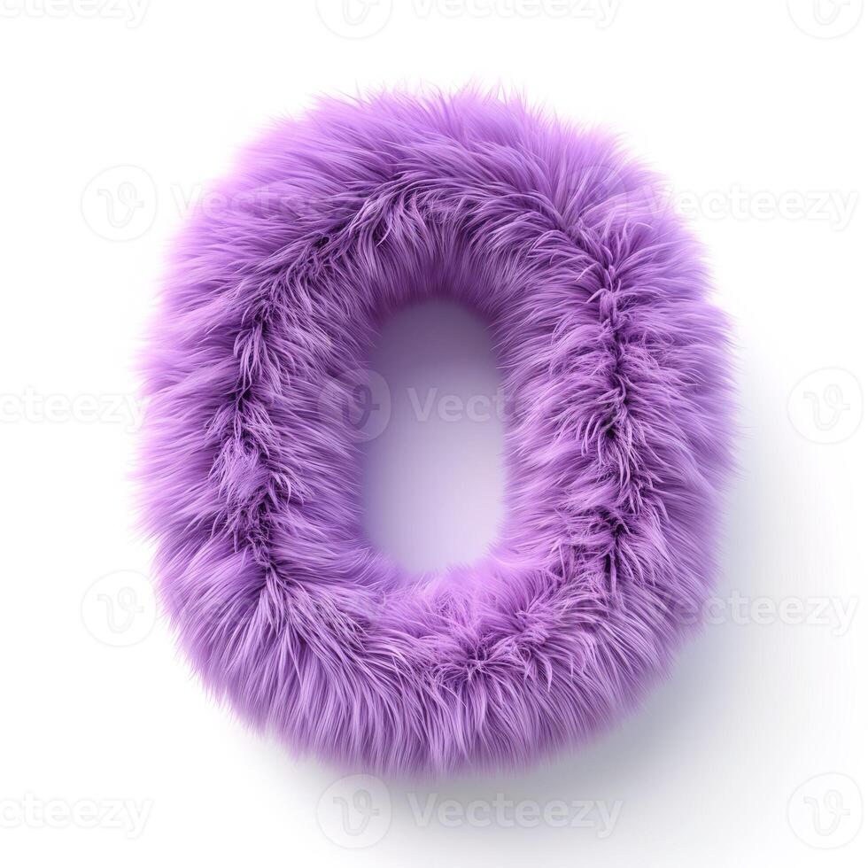 AI generated A vivid, plush purple torus stands out against a pristine white backdrop, showcasing its intricate soft texture and inviting appearance. photo