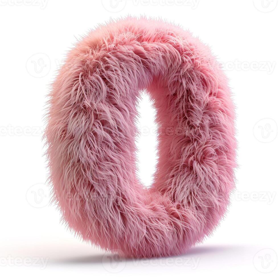 AI generated Pink furry zero shape, soft texture, isolated on white background. photo