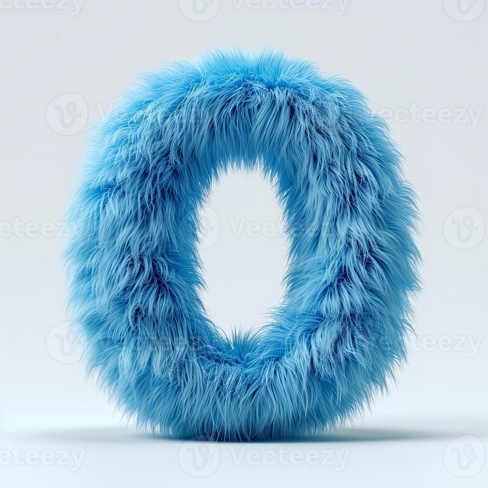 AI generated A vibrant blue, fluffy circular object showcased against a pristine white backdrop, highlighting its soft texture. photo