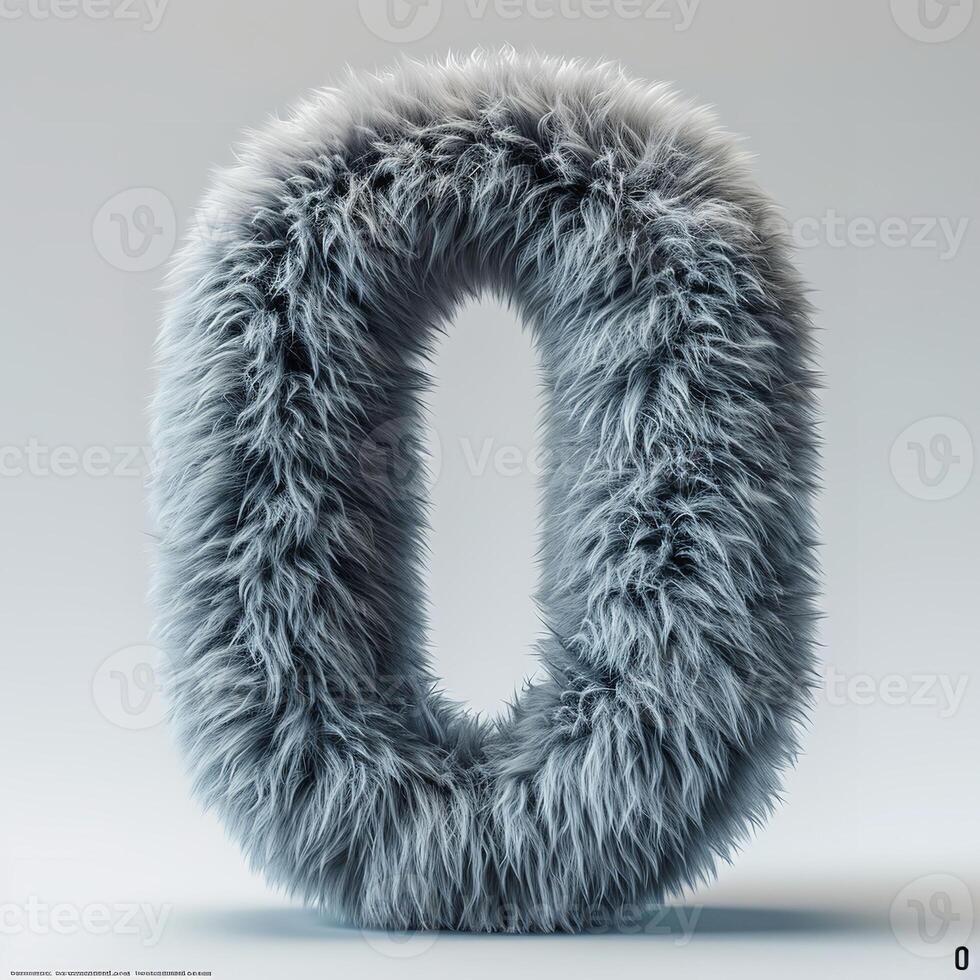 AI generated A unique image showcasing a zero figure covered in soft, grey fur, creating a visual spectacle of texture and form against a minimalist backdrop. photo