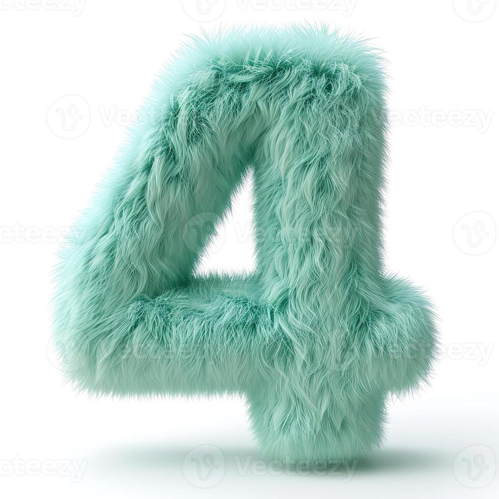 AI generated A vibrant, fuzzy green letter A stands out, showcasing a soft, inviting texture against a pristine white backdrop. photo