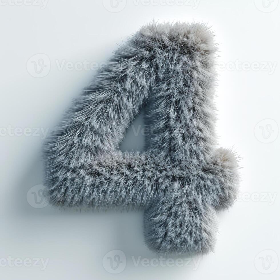 AI generated The fur appears soft and fluffy, with various shades of grey giving it a realistic texture. photo