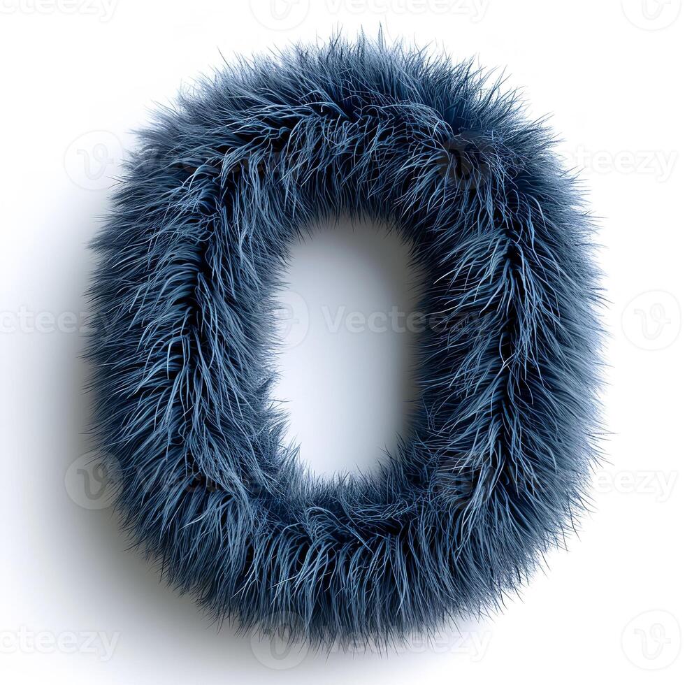AI generated A vivid blue, fluffy textured ring object displayed against a pristine white backdrop, showcasing contrast. photo