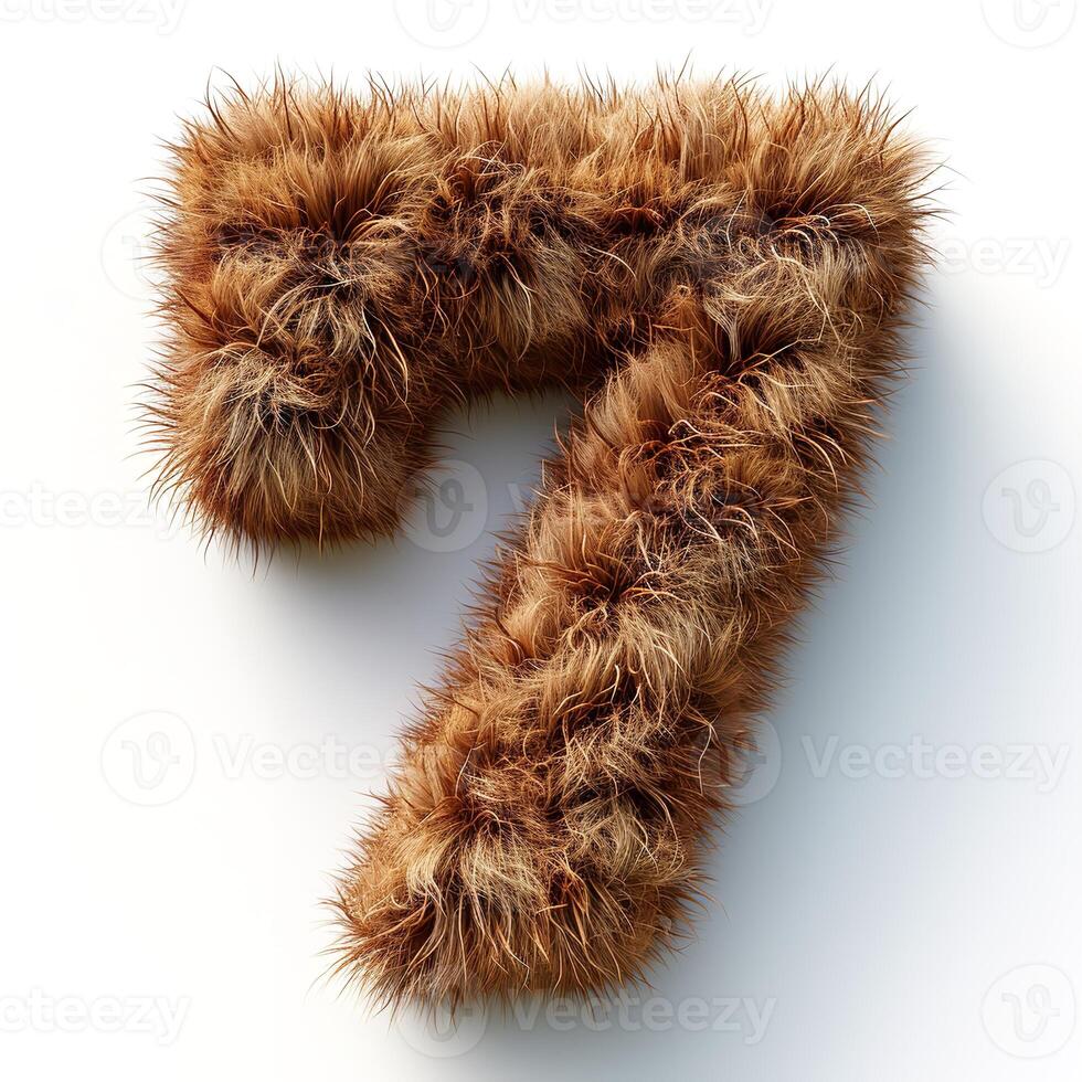 AI generated Unique image showcasing a number 7 made of brown fur, displaying a soft texture photo