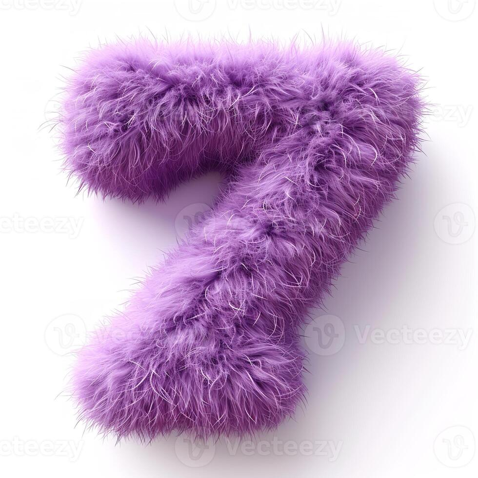 AI generated A visually striking image showcasing a number seven, characterized by its rich purple hue and distinct furry texture. photo