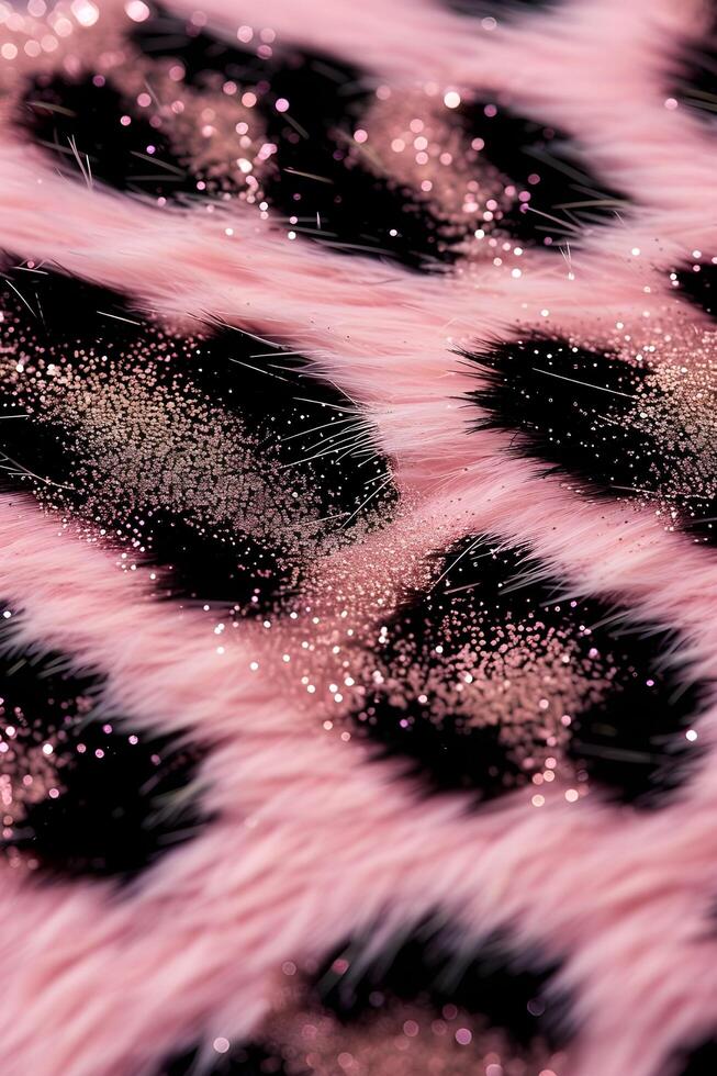 AI generated Leopard Print in Soft Pink Glittering Background Photo for Elegant Glam