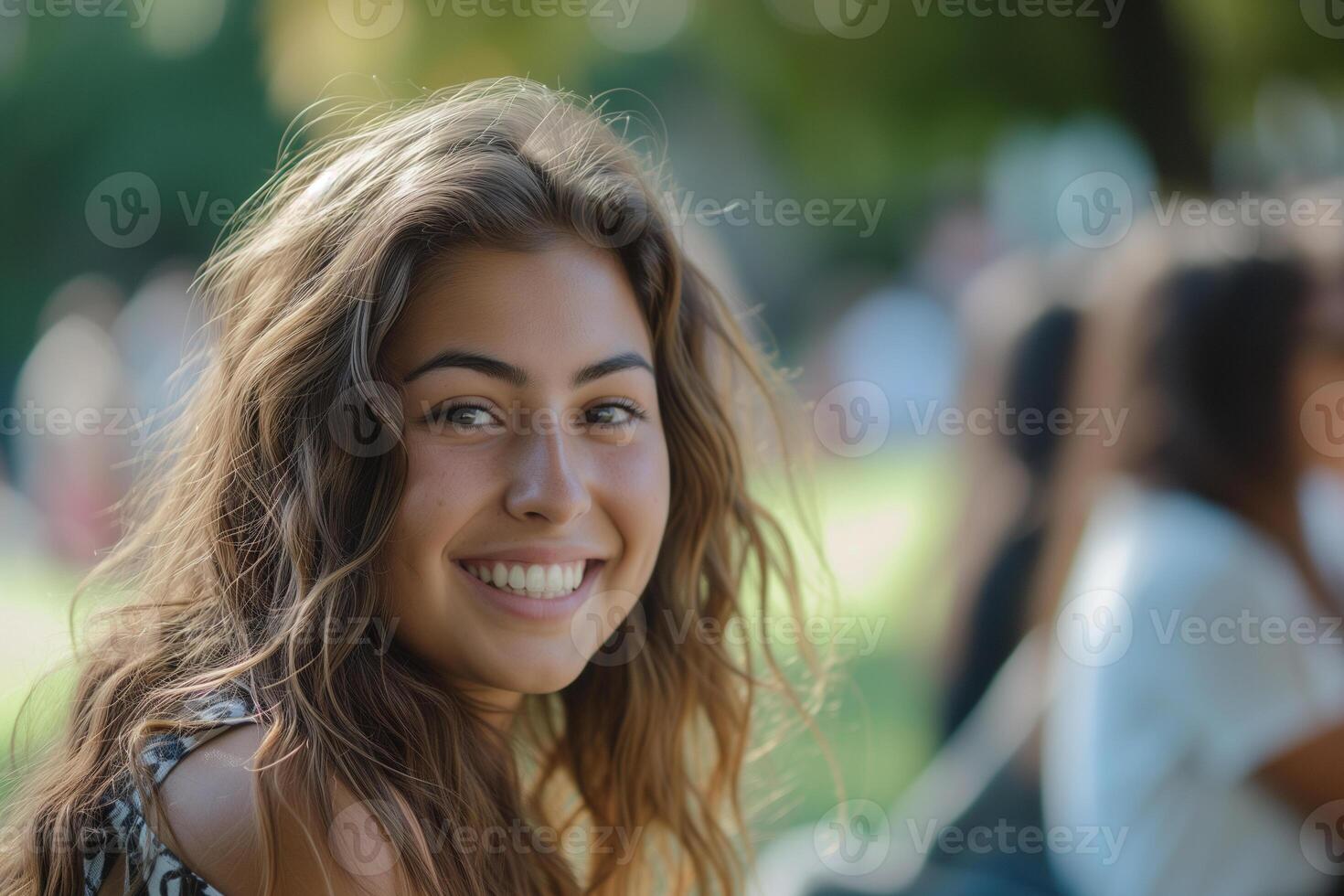 AI generated a college girl participating in campus activities photo