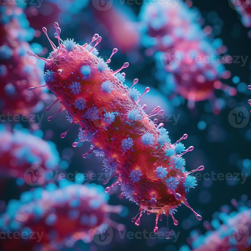 ai generado bacterias colonias debajo un microscopio. generativo ai foto