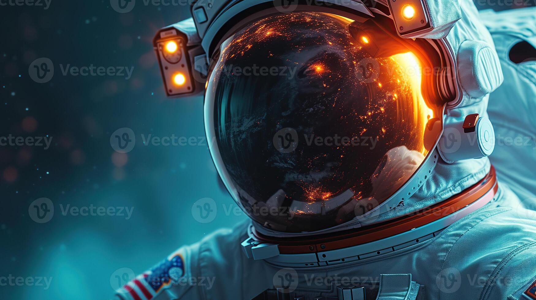 AI generated Astronaut and black hole. Futuristic space concept. Created with Generative AI photo