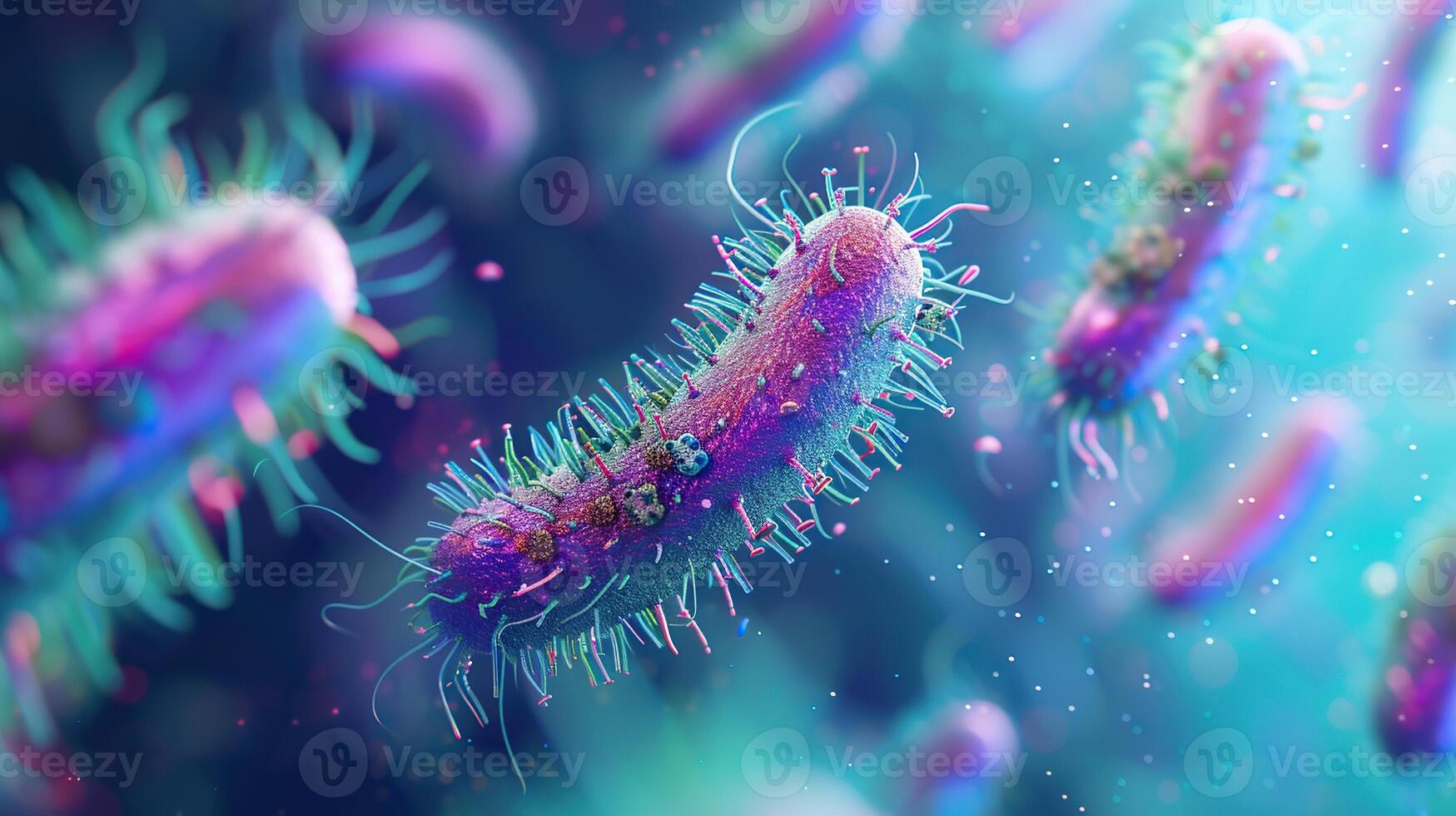 ai generado bacterias colonias debajo un microscopio. generativo ai foto