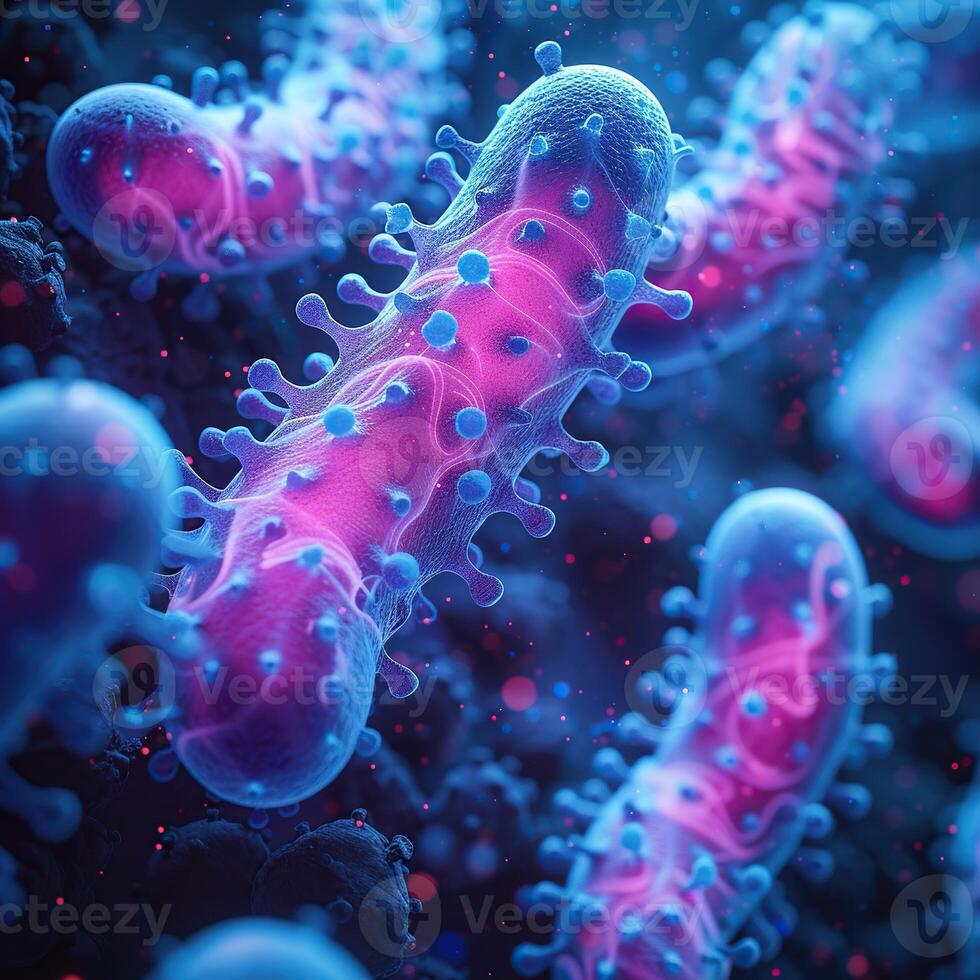 ai generado bacterias colonias debajo un microscopio. generativo ai foto