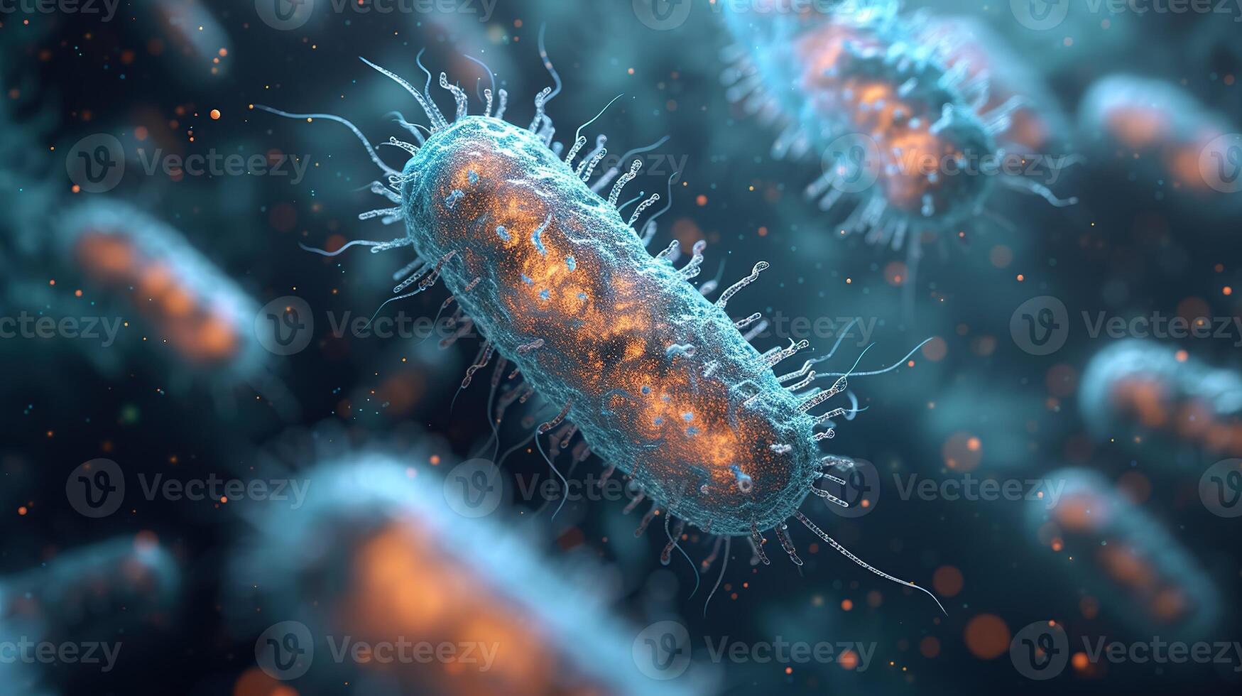 ai generado bacterias colonias debajo un microscopio. generativo ai foto