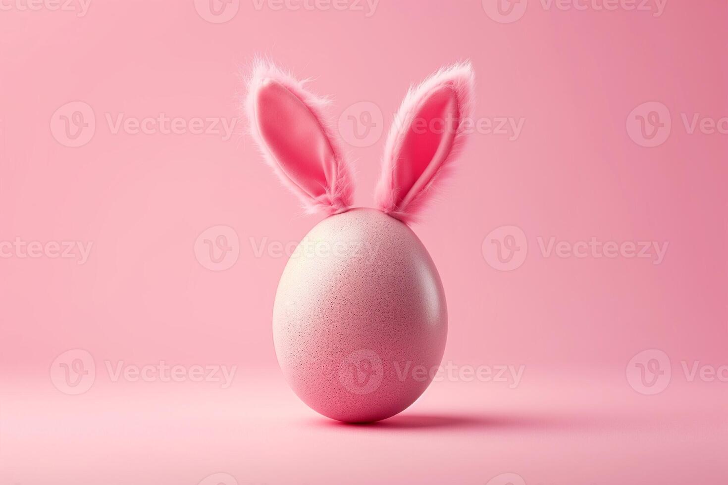 AI generated pink easter egg with ears on a pink background photo