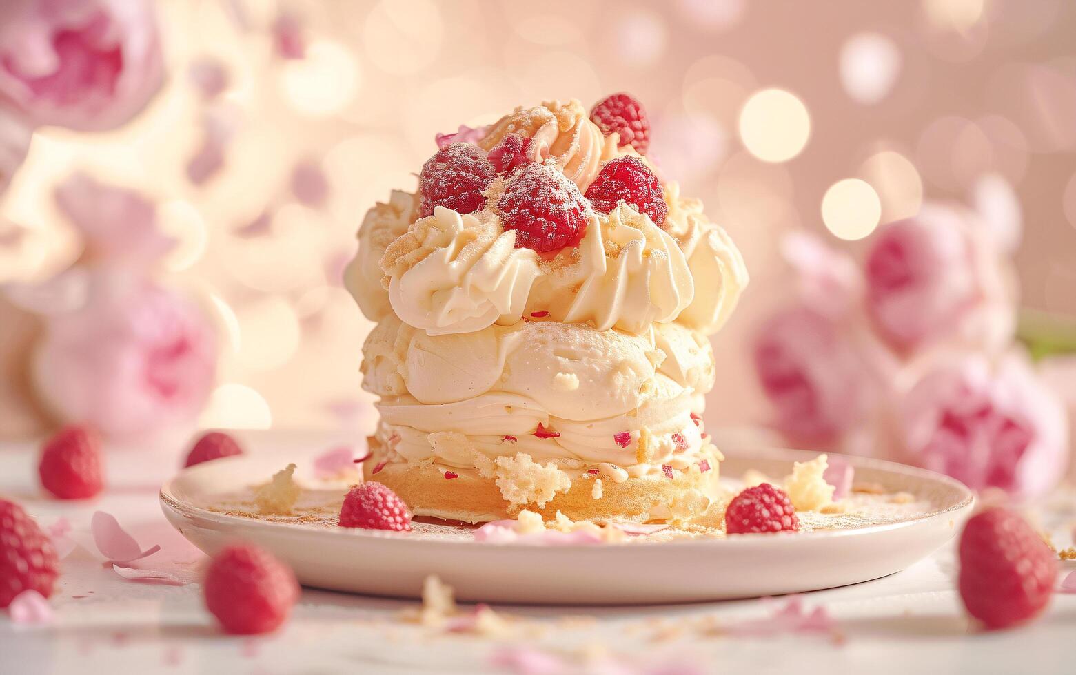 AI generated Vanilla Elegance Unleashed. A Birthday Cake of Exquisite Delight. photo