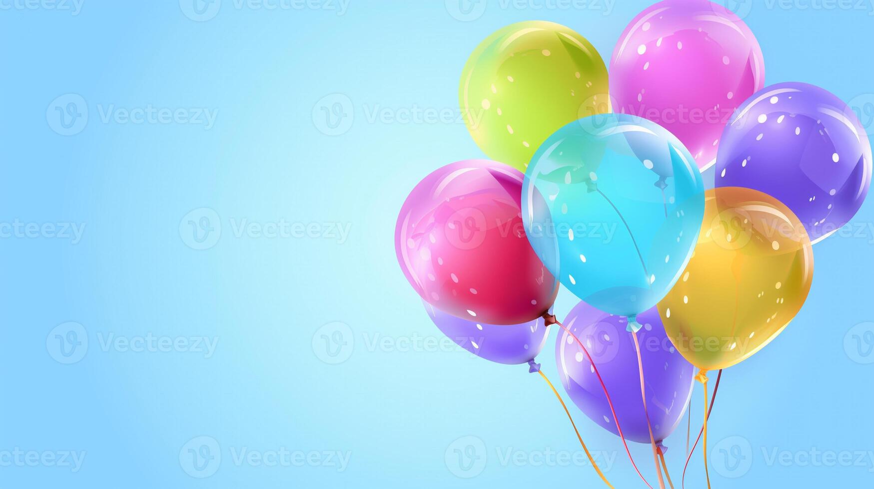 AI generated Bunch of colorful balloons on light blue background photo