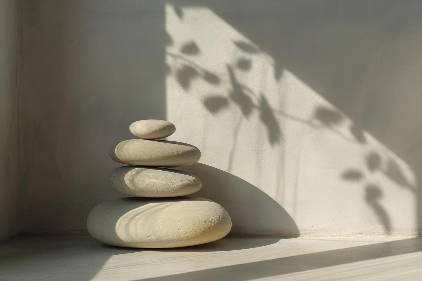 AI generated stacked stone in minimalist background photo