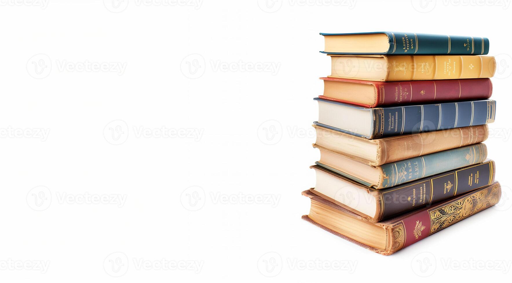 AI generated a stacked of book on white isolated studio background photo