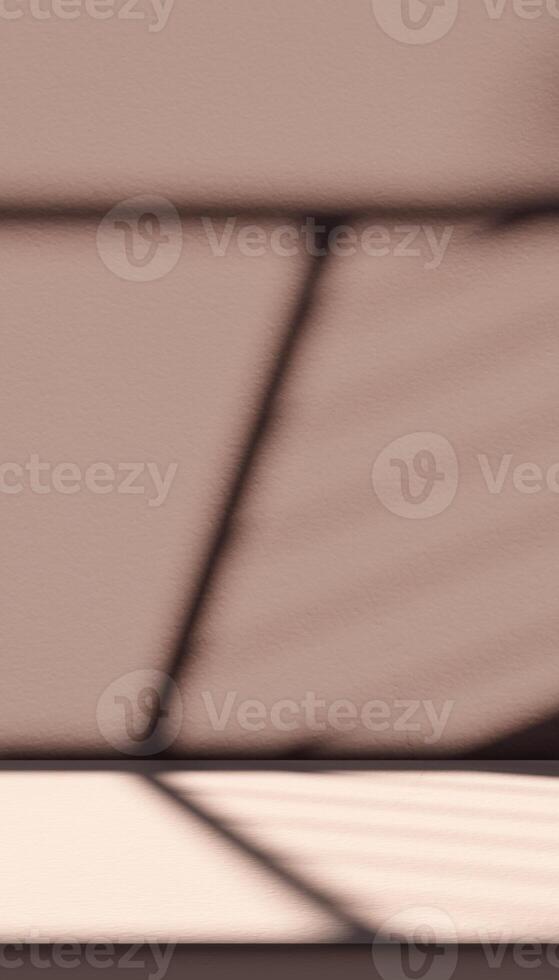 Beige Wall Studio Background.Empty Concrete Room Background with Light,Leaves Shadow Surface Texture,Backdrop Mockup cement wall display room design for product present of Cosmetic Banner photo