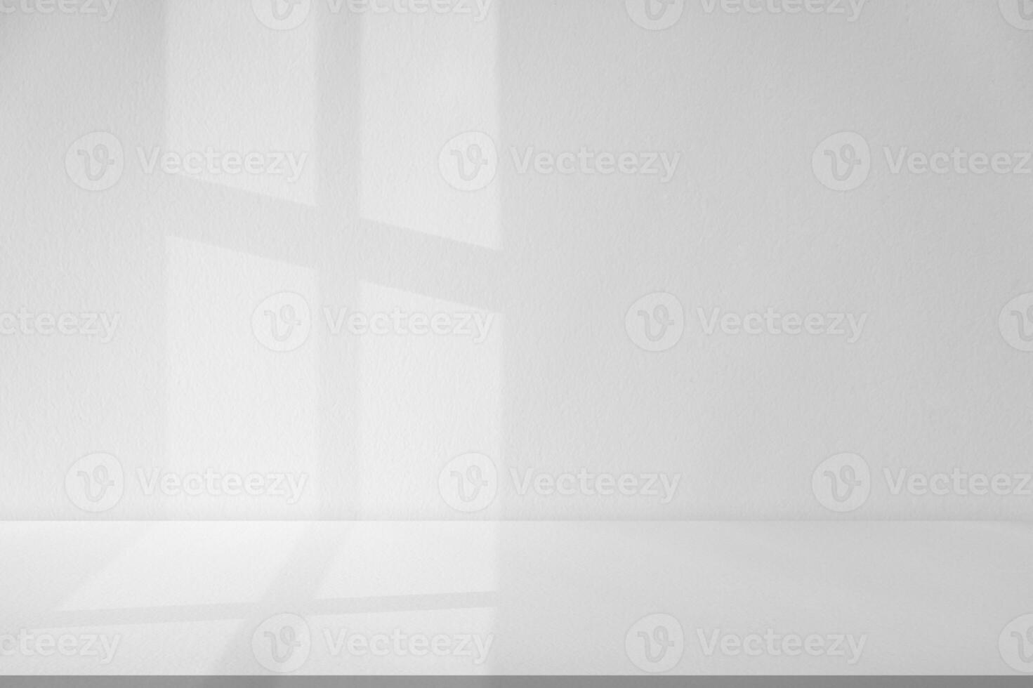 White Background.Wall Studio Empty Grey Room Background with Light, Leaves Shadow on TableTop Surface Texture,Backdrop Mockup Display Podium Design for displaying product present for Spring Summer photo