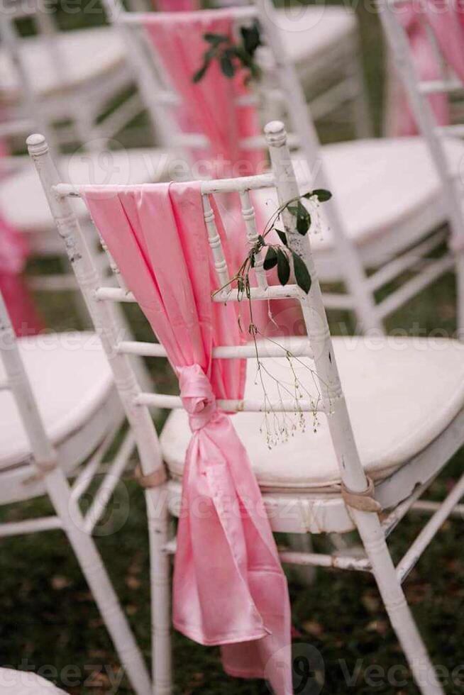 wedding ceremony inside the tea garden Decorated wedding venue, floral wedding event management decoration for bride and groom photo