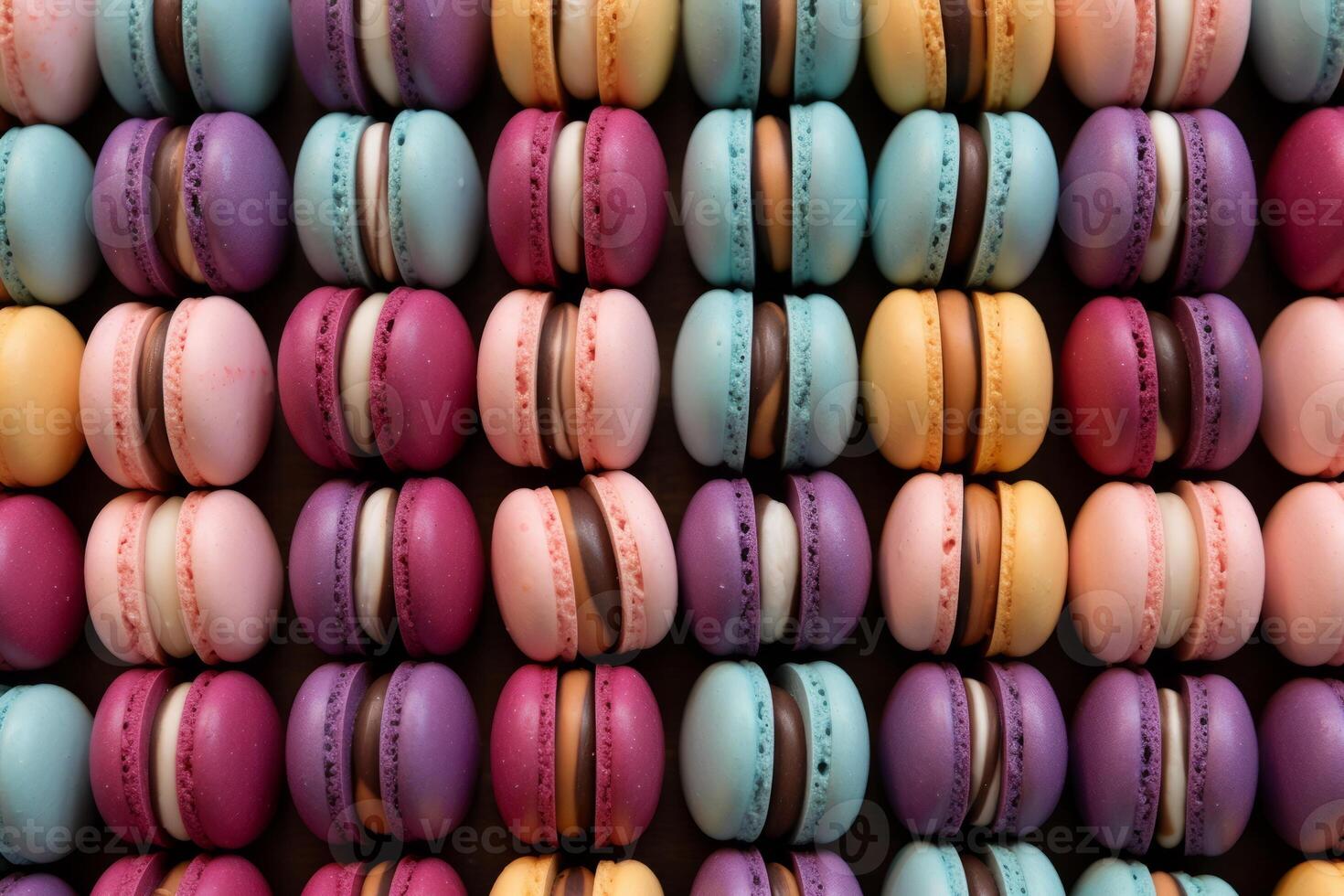 AI generated Colored macaron cookies close up photo