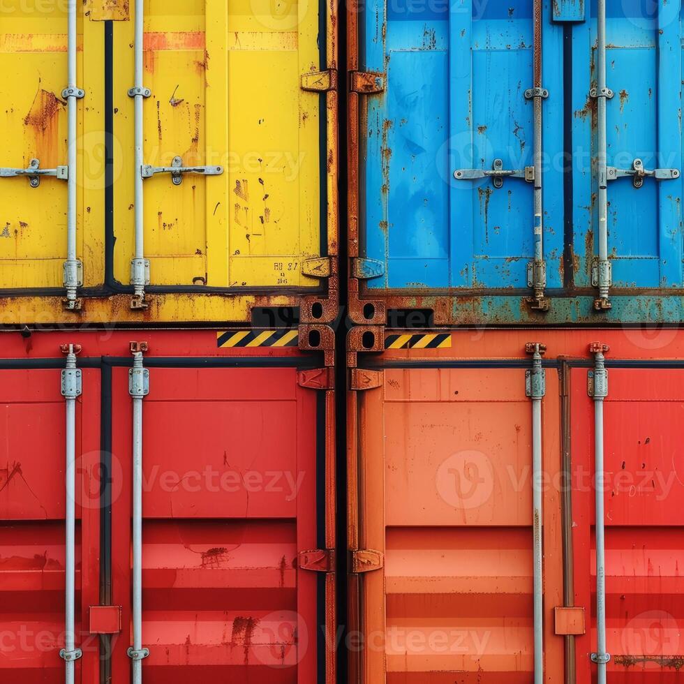 AI generated Cargo multi colored containers photo