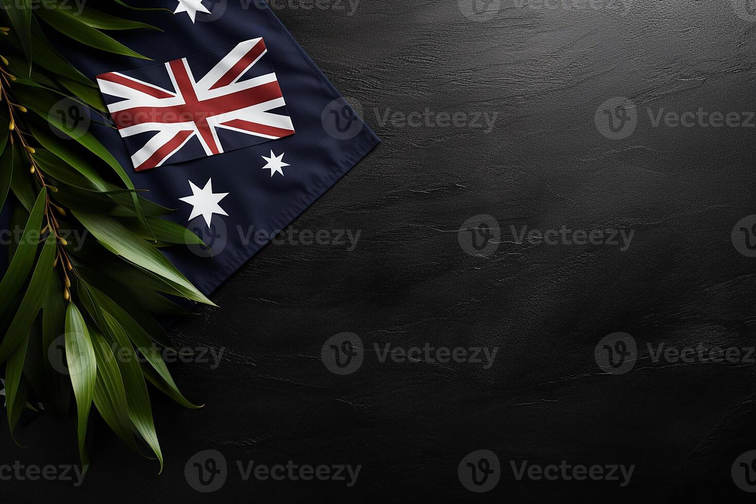 AI generated Australian National Flag with Blank Space on Dark Background photo