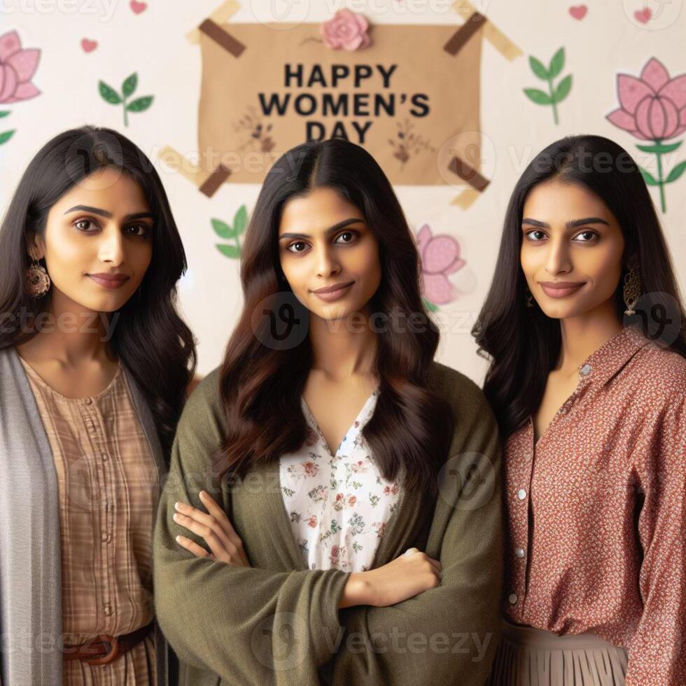 AI generated Indian Woman from Different Profession Posing for Women's Day Celebration Photoshoot photo