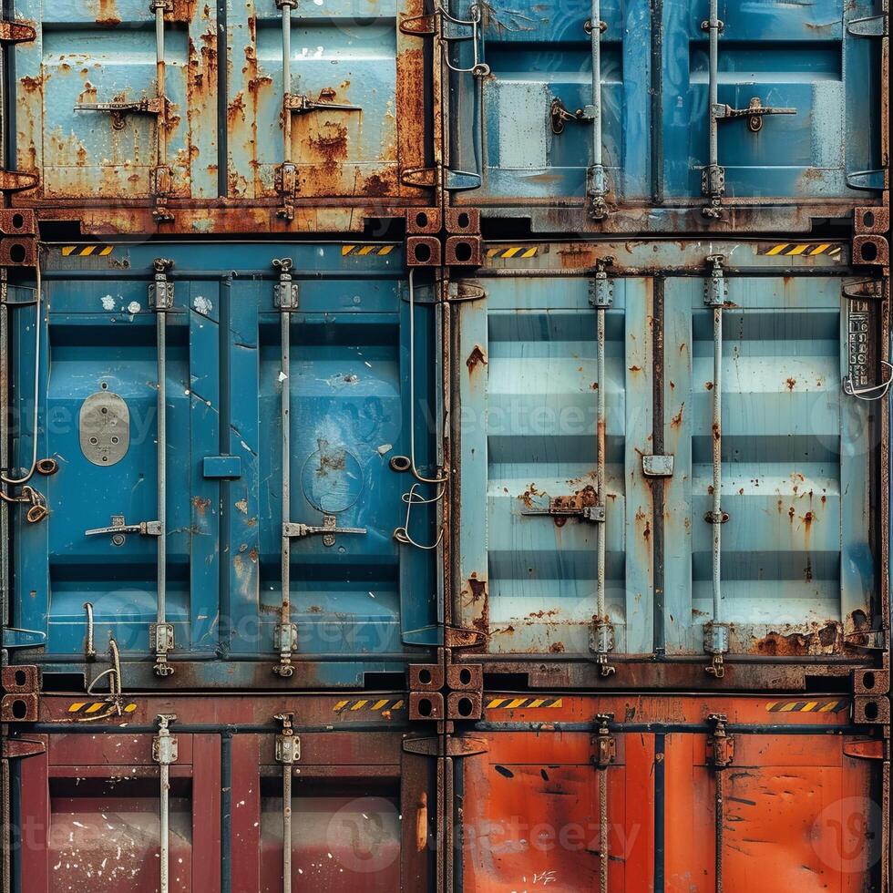 AI generated Cargo multi colored containers photo