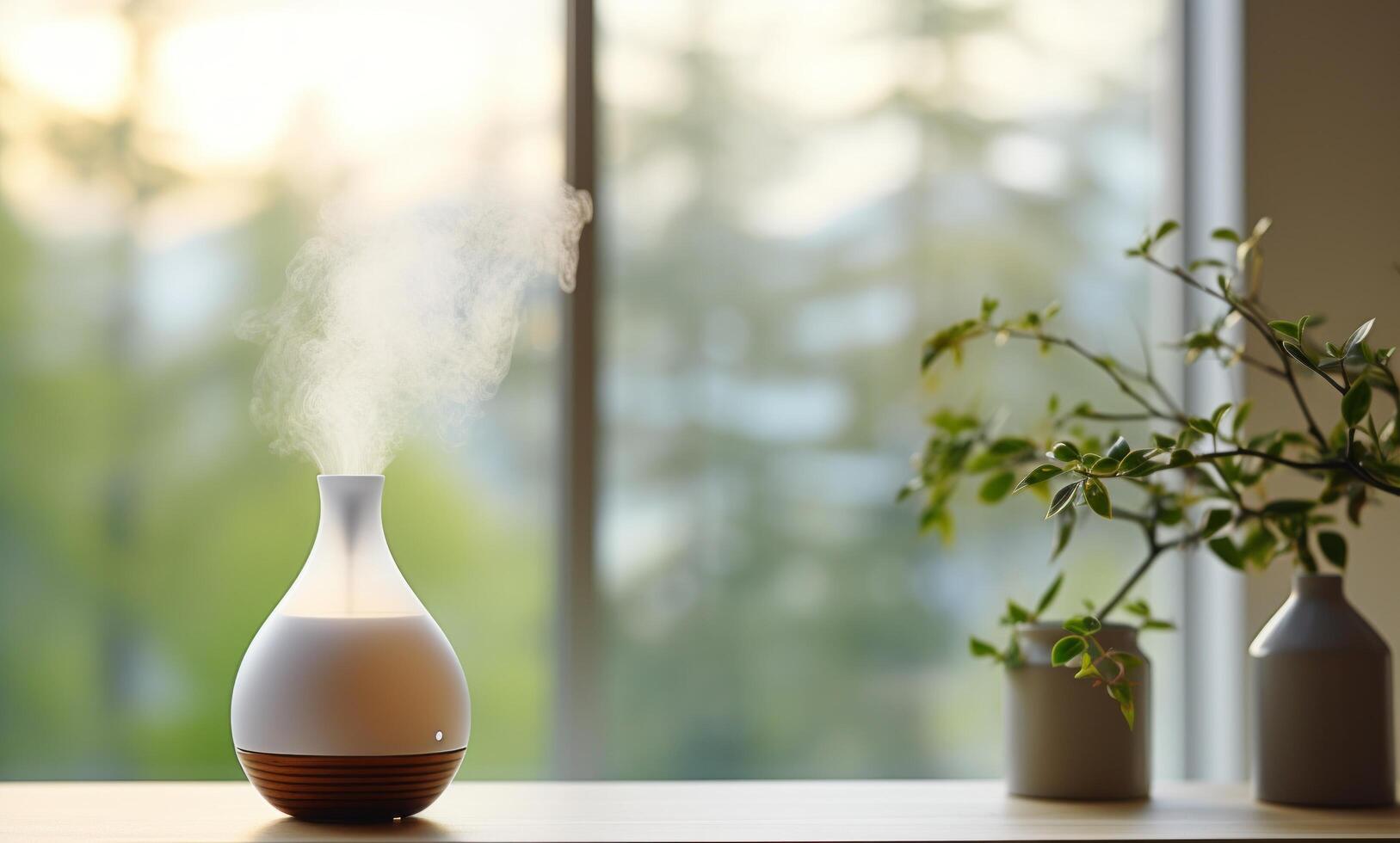 AI generated an aromatherapy diffuser sitting on top of a top shelf photo