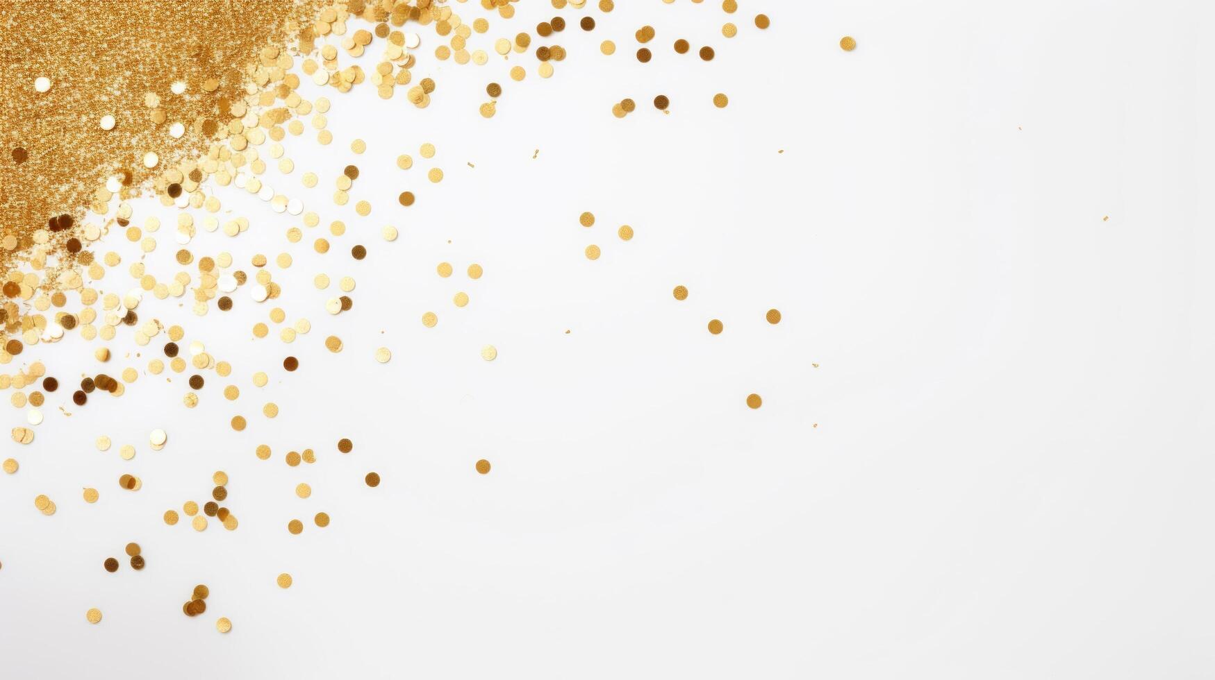 AI generated Beautiful abstract minimalistic background with golden small confetti and lots of space for texts in the center photo