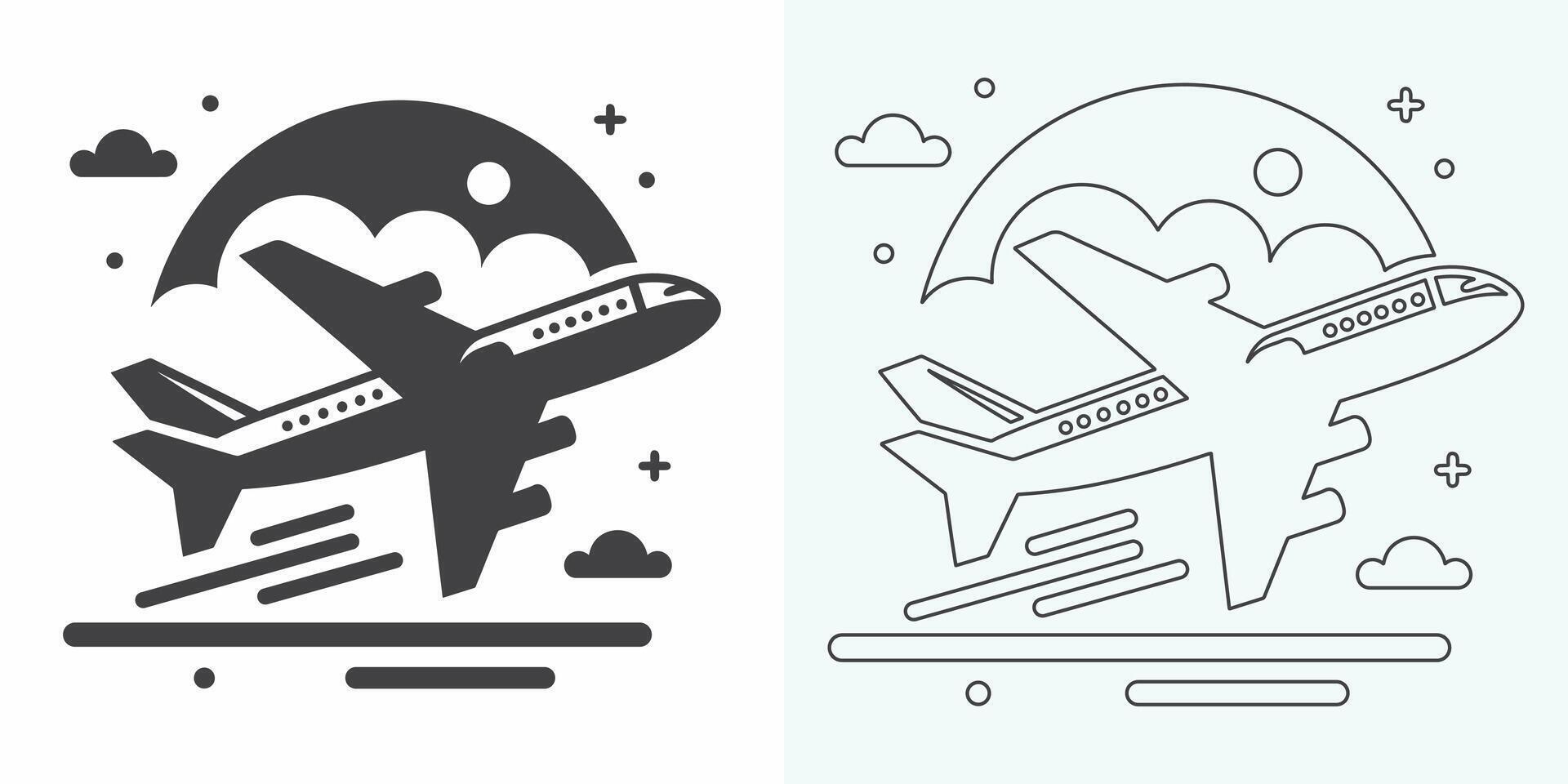 Plane icon vector illustration. Airplane sign and symbol. Flight transport symbol. plane line icon on white background. Airplane icon logo vector design