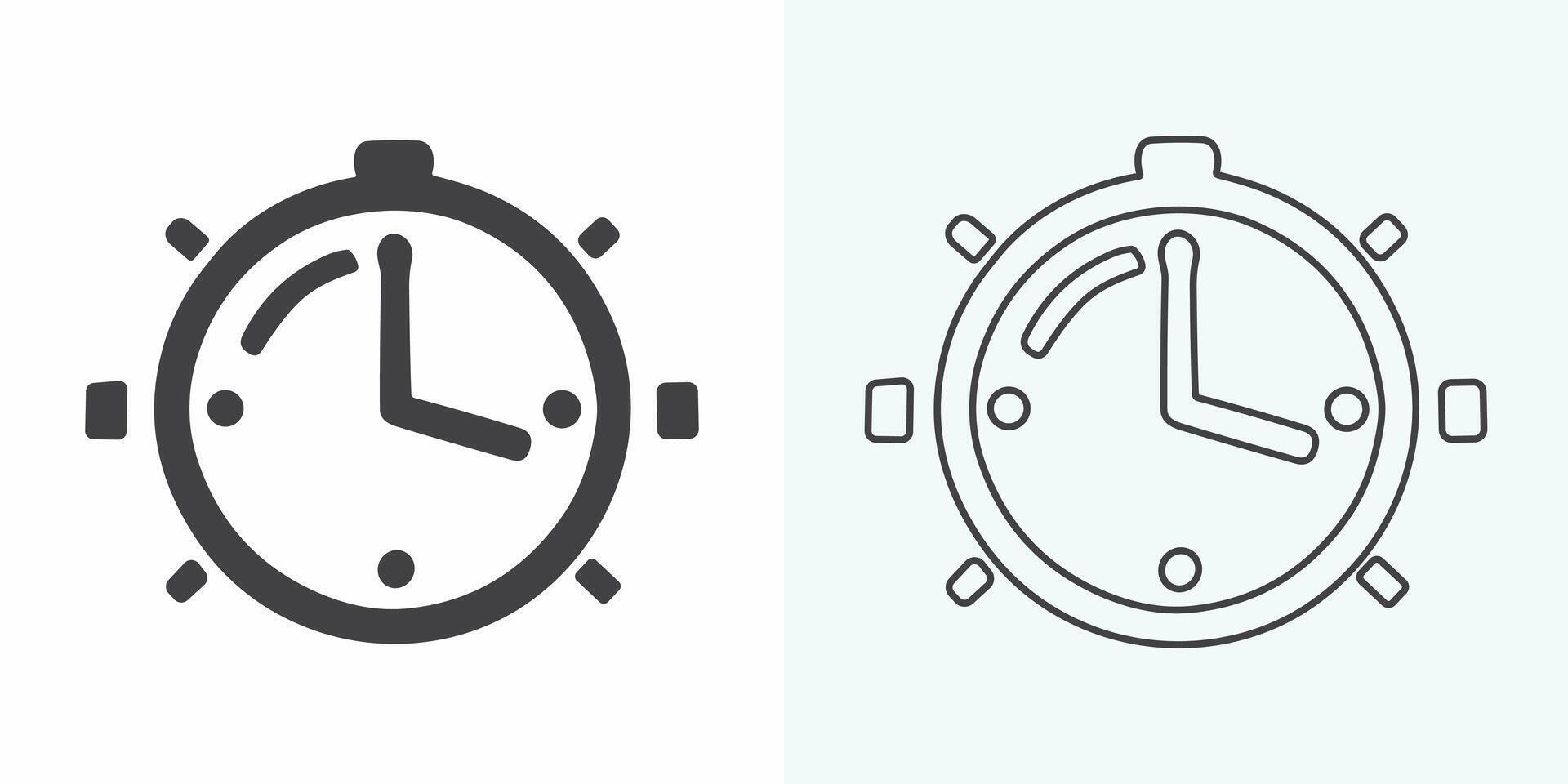 Time and Clock set of linear icons. Time management. Timer, Speed, Alarm, Restore, Time Management, Calendar and more. Collection of time, clock, watch, timer vector simple outline icons for web