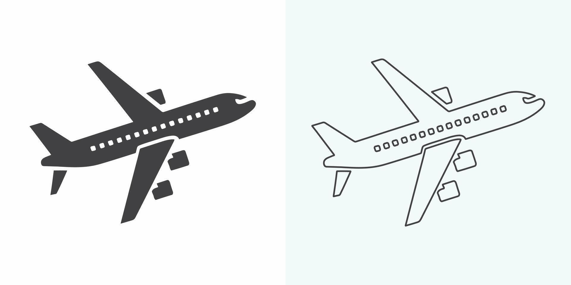 avión icono vector ilustración. avión firmar y símbolo. vuelo transporte símbolo. avión línea icono en blanco antecedentes. avión icono logo vector diseño
