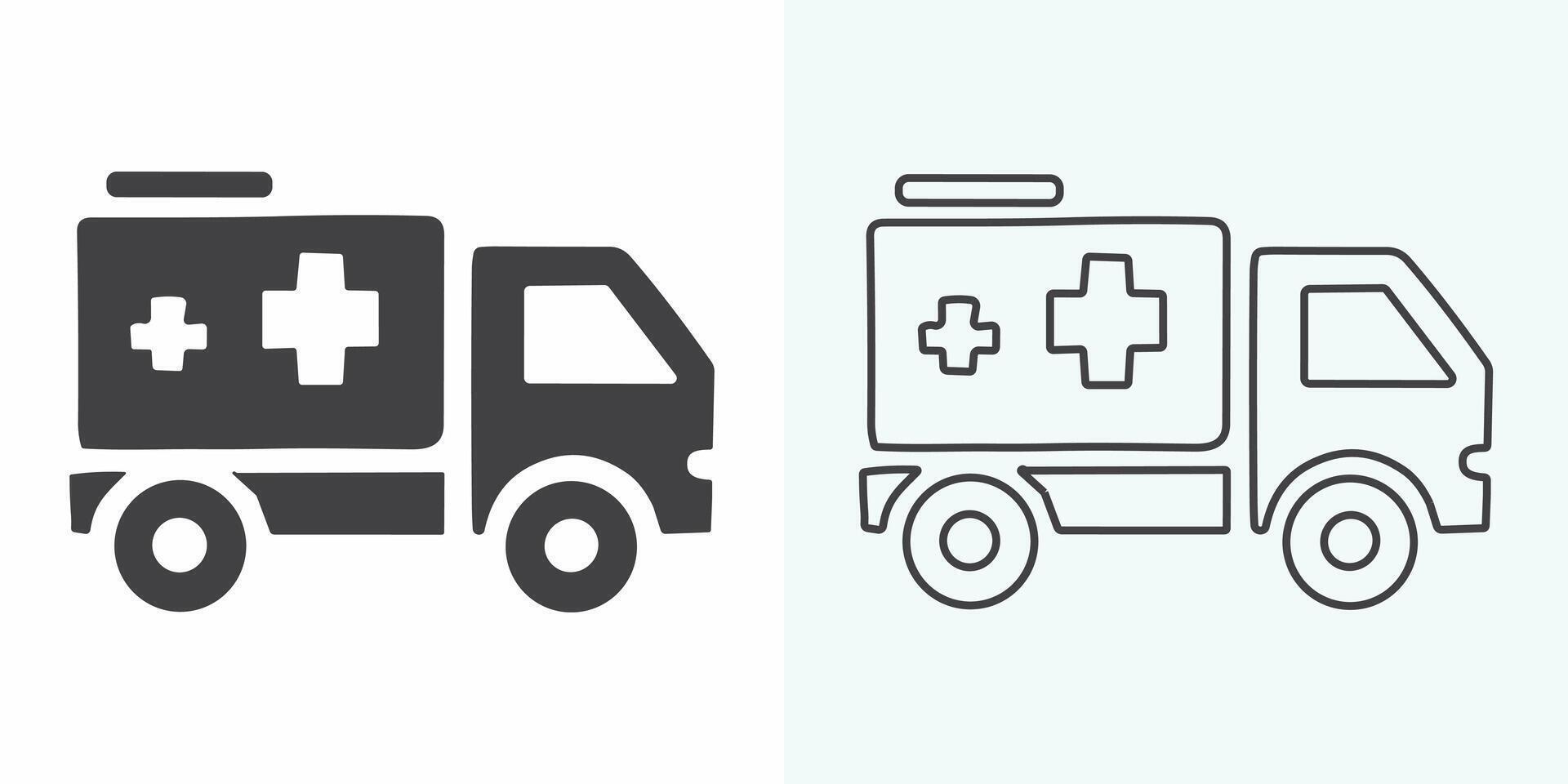 Ambulance icon on white background. illustration of a silhouette of ambulance on isolated white background vector