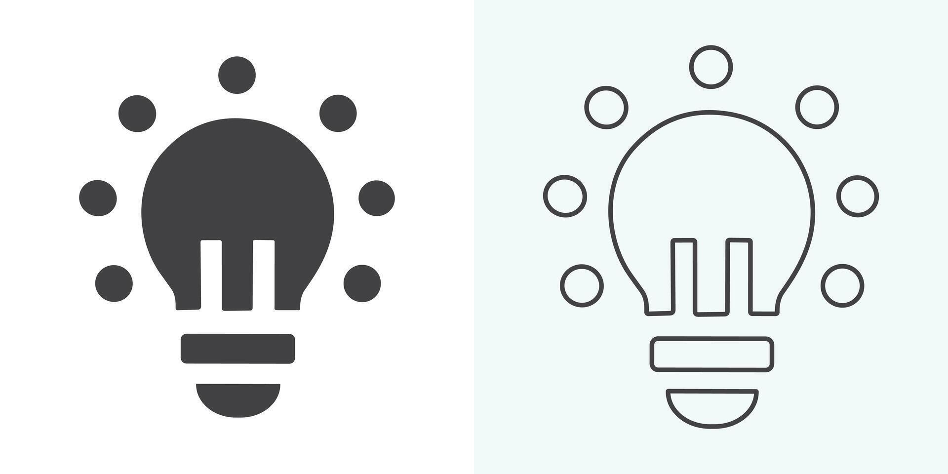 Vector light bulb icon with concept of idea. Doodle hand-drawn sign. Illustration for print