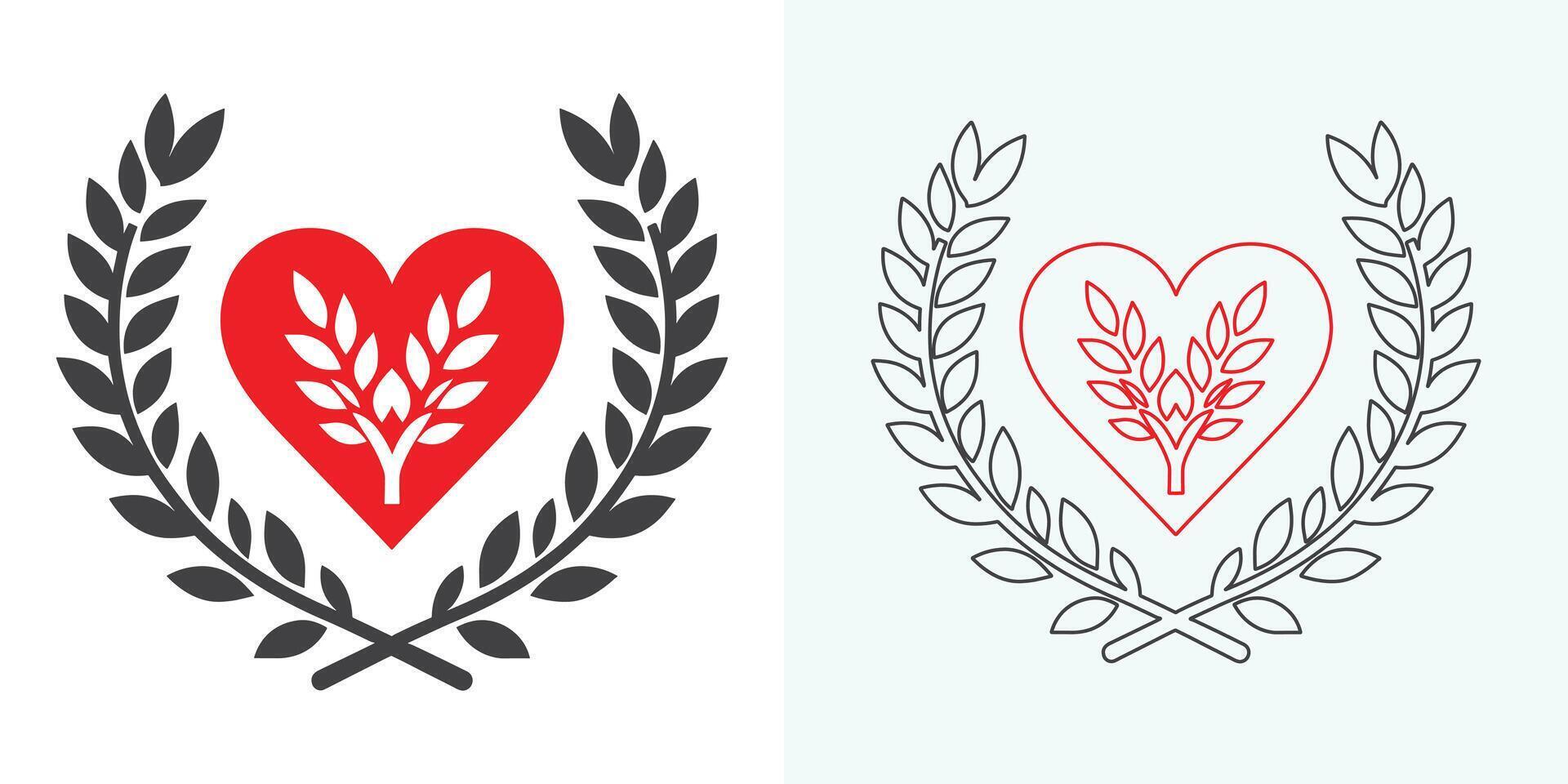 Love Heart Symbol Icons . Love Illustration Set with Solid and Outline Vector Hearts