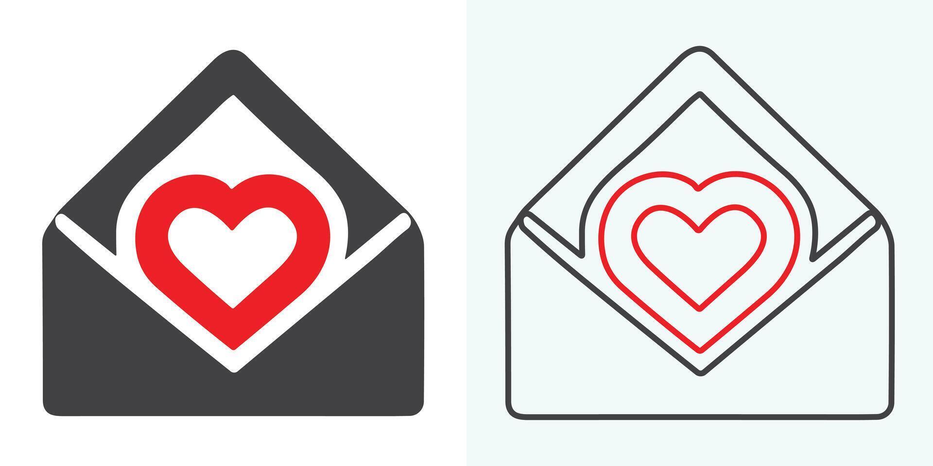Love Mail icon set. email icon vector. E-mail icon. Envelope illustration vector