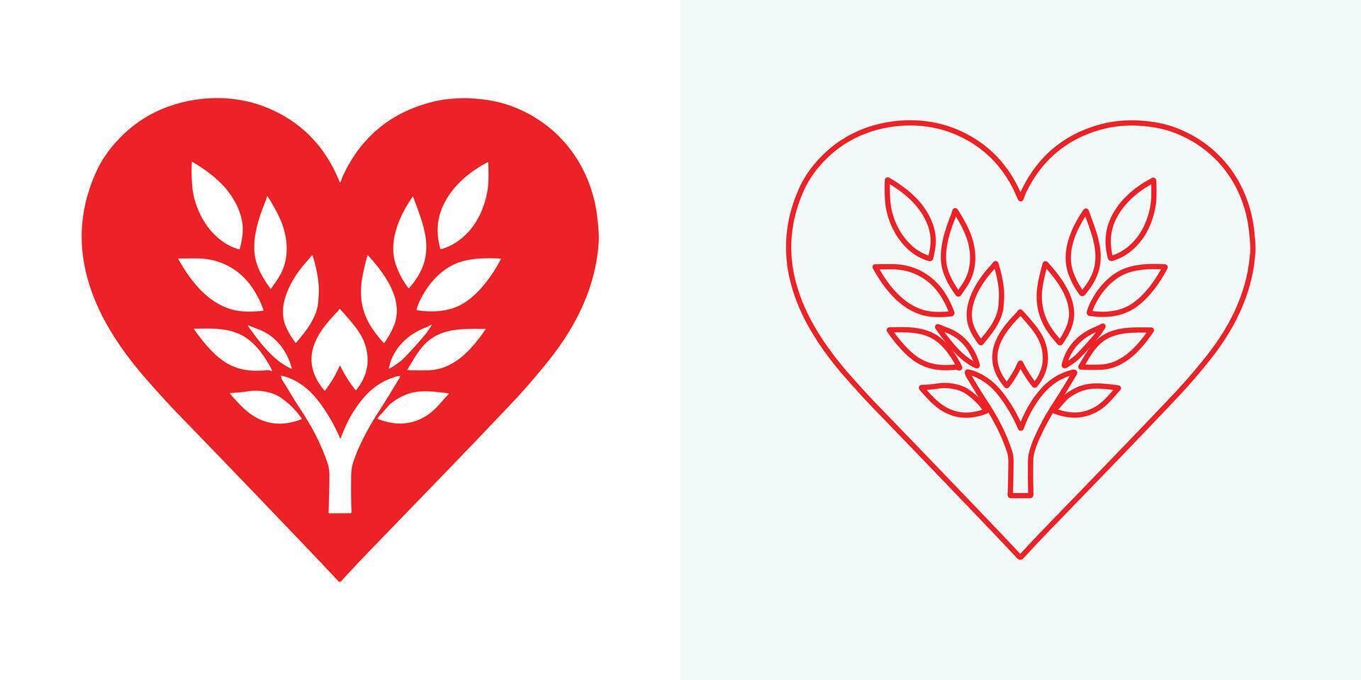 Love Heart Symbol Icons . Love Illustration Set with Solid and Outline Vector Hearts