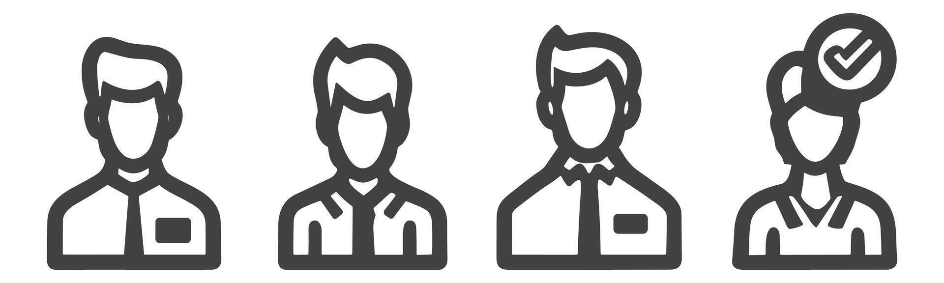 Avatars related, pixel perfect, editable stroke, up scalable square line vector icon set.