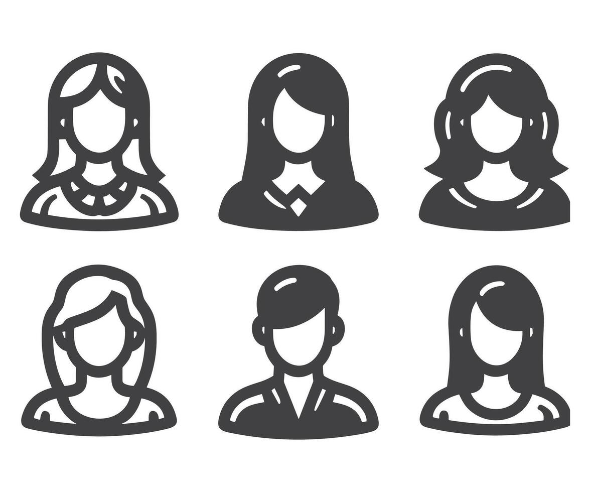avatar perfil icono conjunto incluso masculino y hembra .avatar iconos granito serie. sencillo glifo estilo íconos colocar. vector
